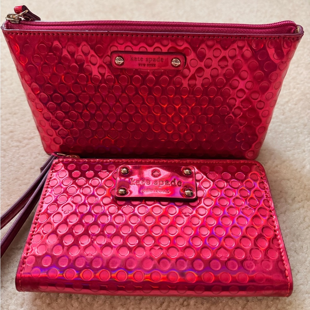 Kate Spade Shimmering Pink Clutch and Wristlet Set